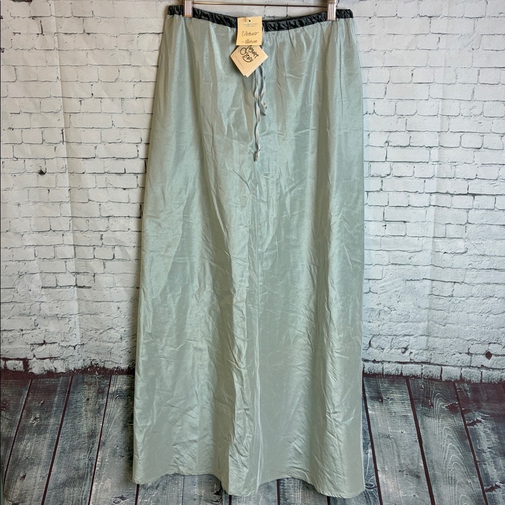 Margaret O’Leary Silk Taffeta Maxi Skirt Aqua Contrast Drawstring M Lagenlook
